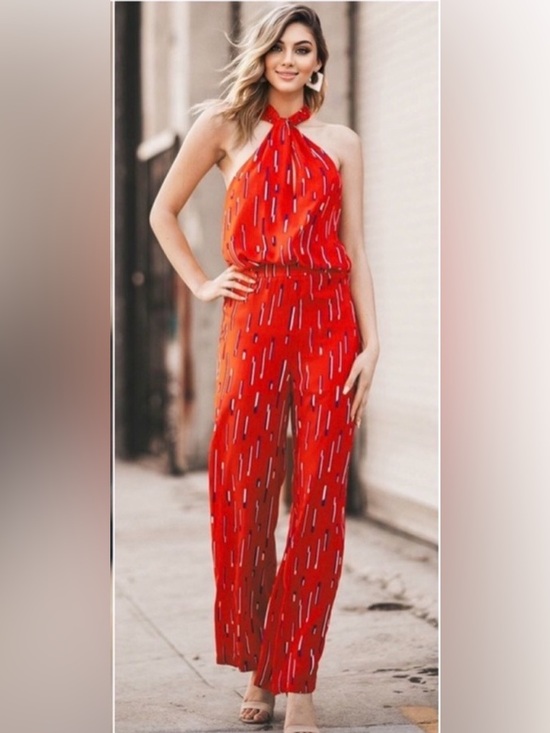 ValMarie Pants - (4)New Summers red jumpsuit 4th of July blue white design summer outfit
